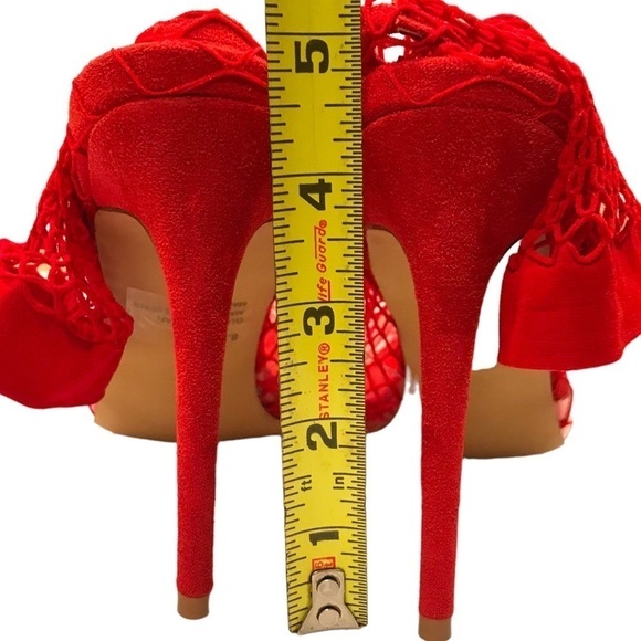 Fishnet Red Cape Robin Sling Back Clear Pointy Toe Stiletto Heel Darling… - Picture 9 of 9